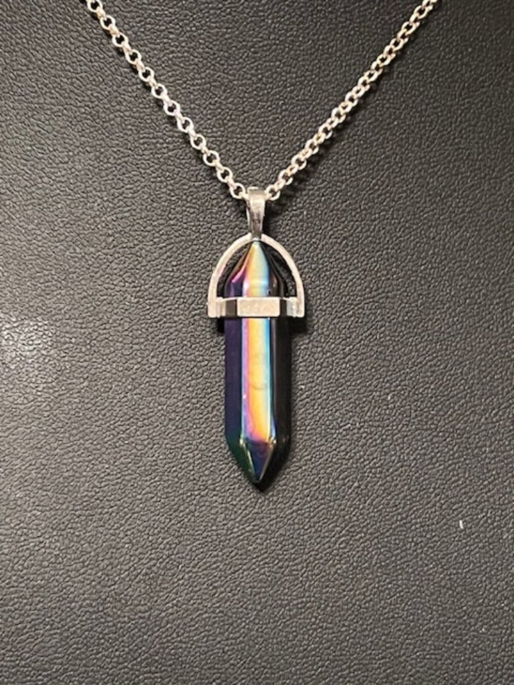 Rainbow Crystal Point Pendant Necklace (162)